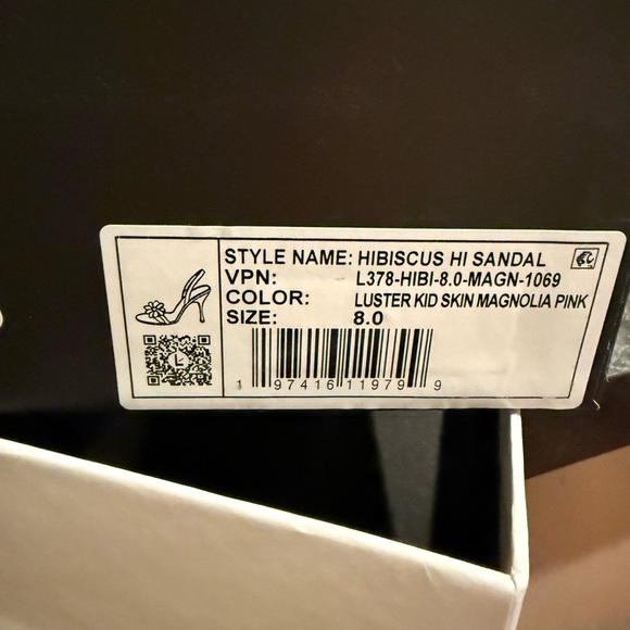 Larroudé Hibiscus Hi sandal sling back stiletto heel leather floral Pink shoe - Picture 6 of 7